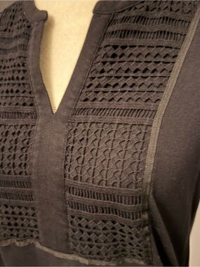 Liz Claiborne Black Tank Top Lace Detail Size Small